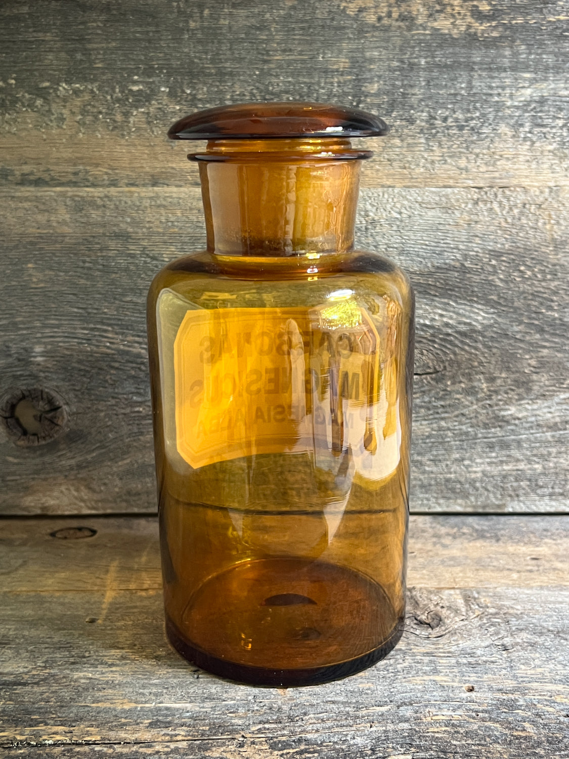 Antique Amber Apothecary Glass Bottle orders with Lid